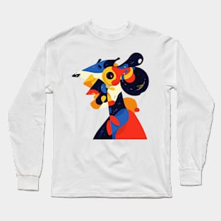 Picasso Style Dog and Man Long Sleeve T-Shirt